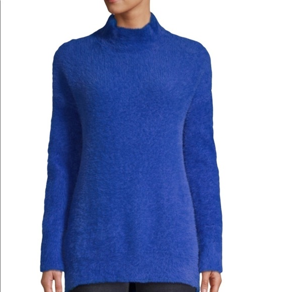 FOR THE REPUBLIC COBALT Blue Fuzzy Mock Neck Sweater Size Small - Picture 14 of 14